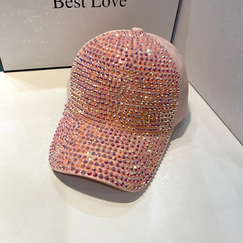 Summer Womens Baseball Cap Spring Autumn Rhinestone Caps Fashion Personality Street Hiphop Hats For Female 241014