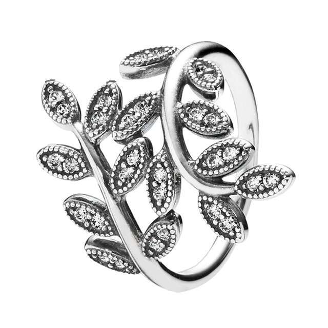 S925 925 Sterling Silver Rose Gold Peach Blossom Daisy Clover Ginkgo Leaf Clear Zircon CZ Rings For Women Anniversar Wedding Jewelry Designer Ring Gif