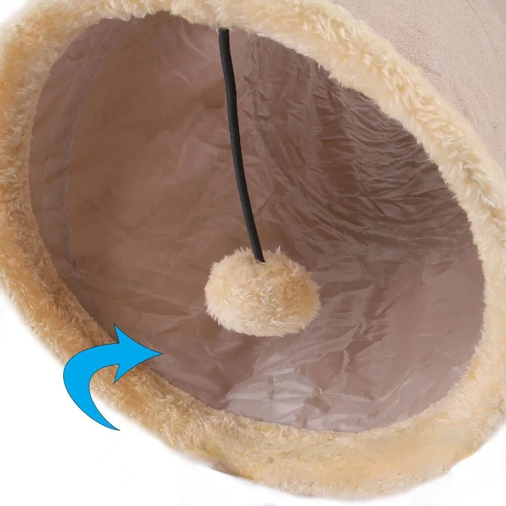 Pet Cat Tunnel Collapsible Plush Channel Foldable Suede Educational Toy Warm Winter Interactive Toys for Indoor Puppy Supplies