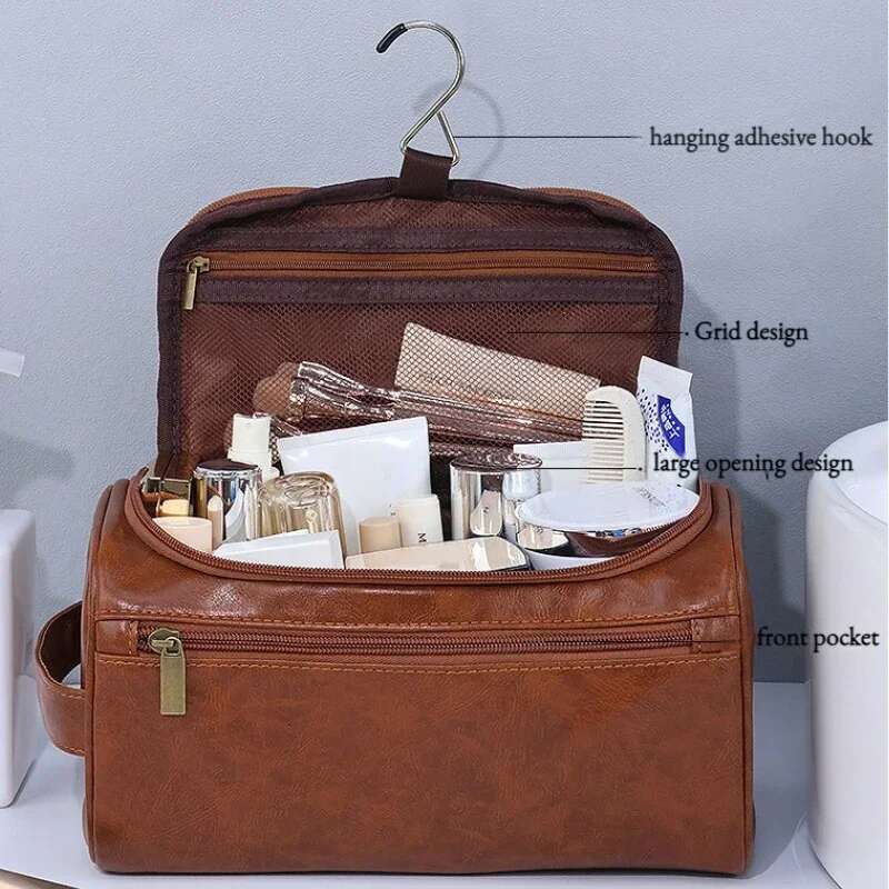 2025 NEW Vintage Toiletry Men Bag Travel Necessary Business Cosmetic Makeup Cases Male Hanging Storage Organizer Wash Bags zhanyishengli