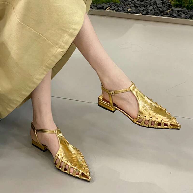 Flats Pointed Toe Sandals Women Summer Casual Shoes 2024 Fashion New Slippers Designer Beach Walking Cozy Trend Female Chaussure