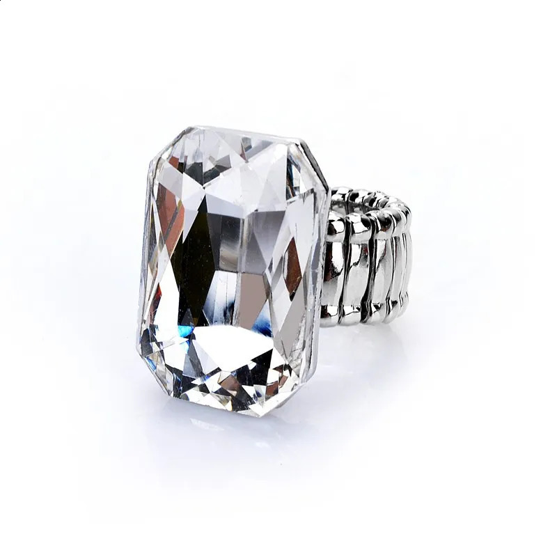 Personality Elegant 7 Colors Big Ring For Women Resin Stone Fashion Elastic Stretch Finger Rings Christmas Jewelry 241010