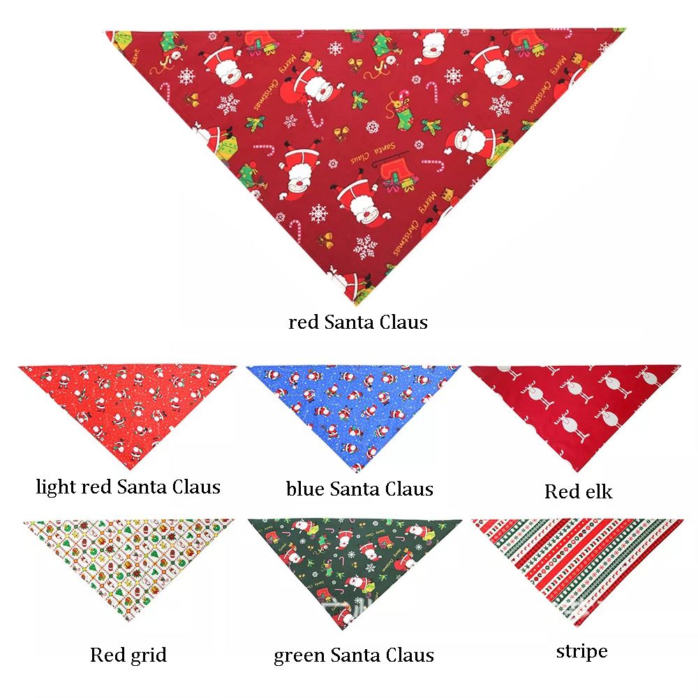 Christmas Pet Bandanas Collar Cotton Dogs Cats Triangular Bibs Scarf Collar with Santa Claus Pattern Animal Accessories