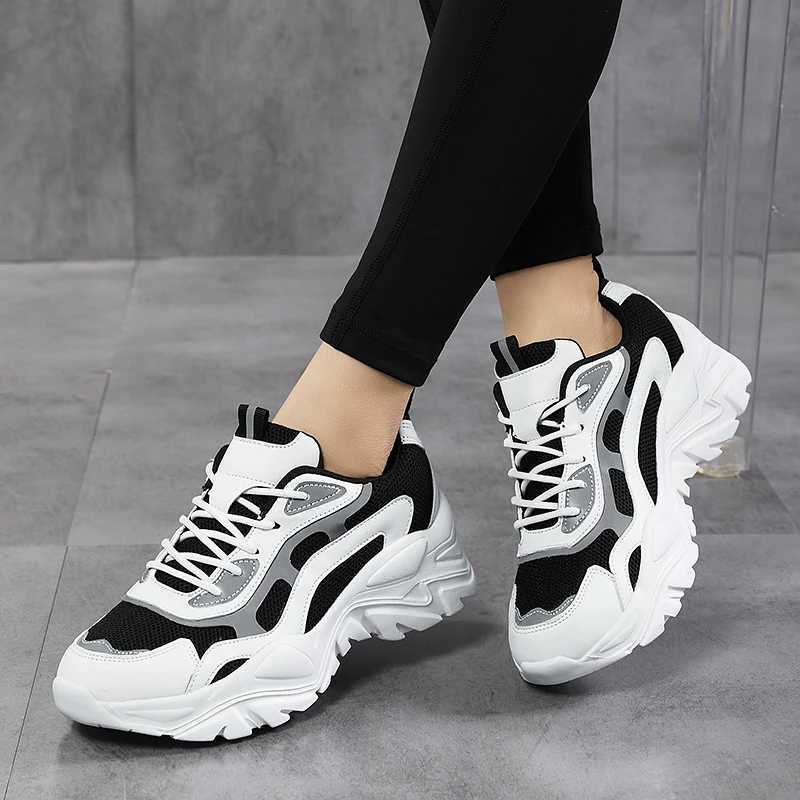 20219 Large Cross Border Reflective Belt Fashion Lightweight Thick Sole Heightened Dad Shoes Womens SneakersLX241015