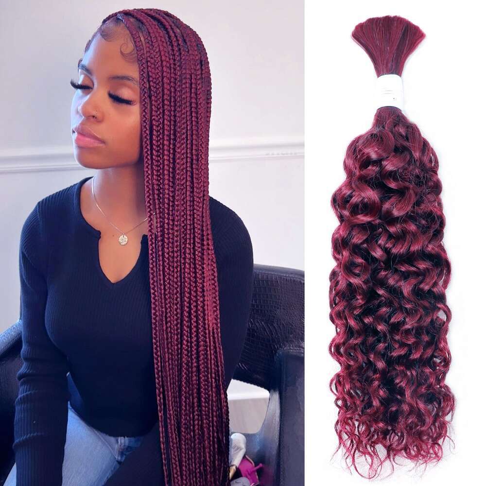 Highlight #27 Water Wave Bulk For Braiding 99J P1B/30 #4/27/4 Colored 100% Human Hair Extensions Natural Color