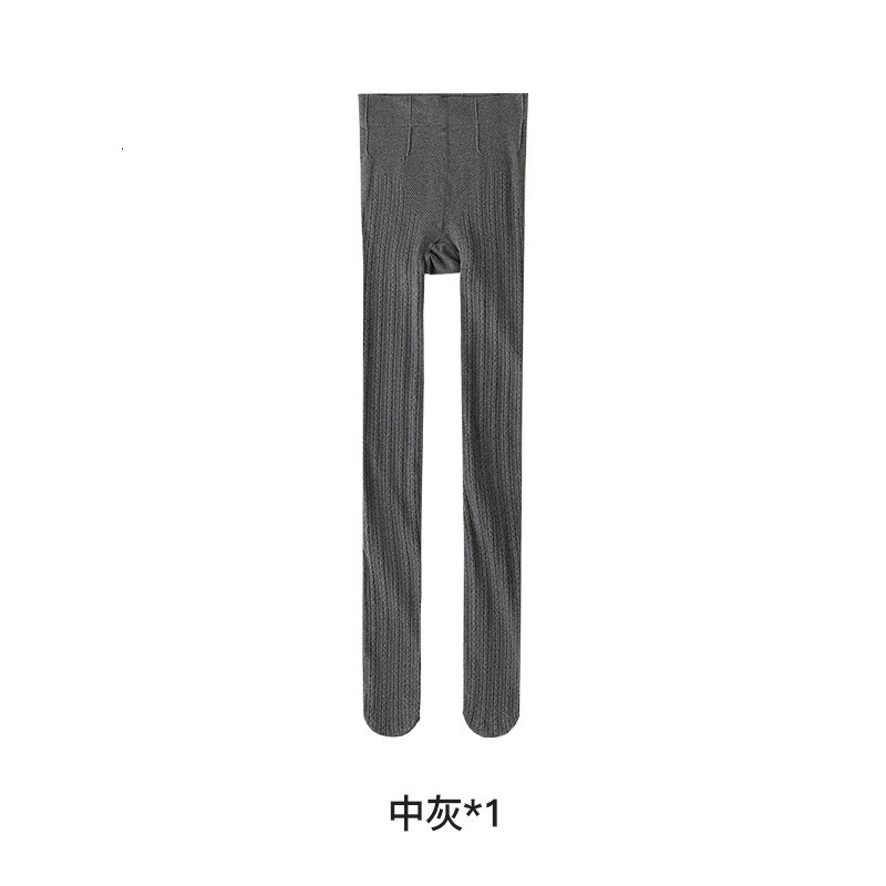 2025 New fashion Designer Autumn Winter Plush Smoked Women s Thick Warm Fried Dough Milk Coffee Bottom Pantyhose Light Grey Silk Socks