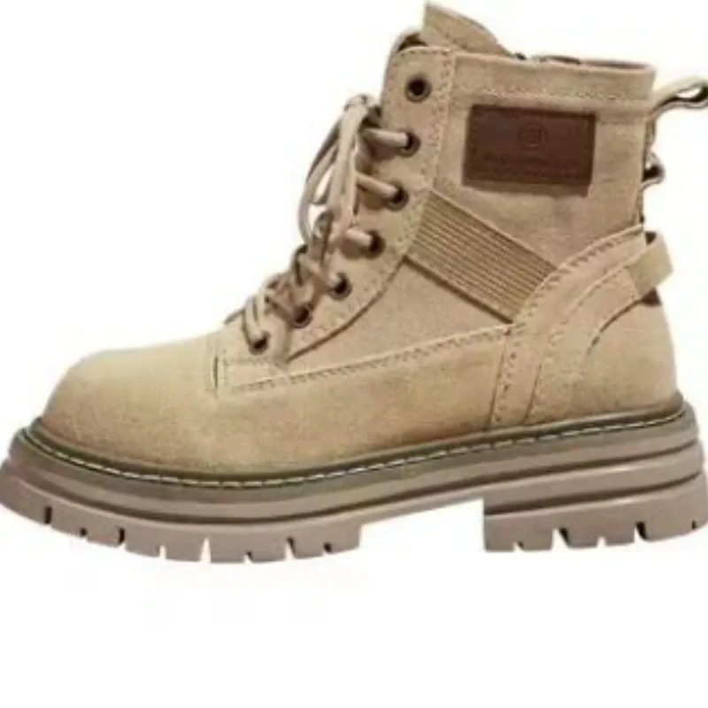 Martin Women's Boots 2024 New Winter Style Mid-High Work Ankle Boots Yellow Thick Bottom Short Polyester Ing Eva Insole