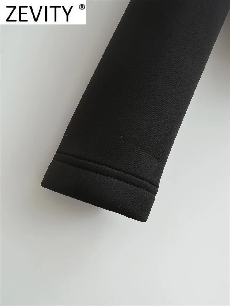 ZEVITY 2023 Women Vintage Long Sleeve Patchwork Cotton Padded Jacket Coat Female Pockets Outerwear Chic Zipper Short Tops CT5817 250113Z