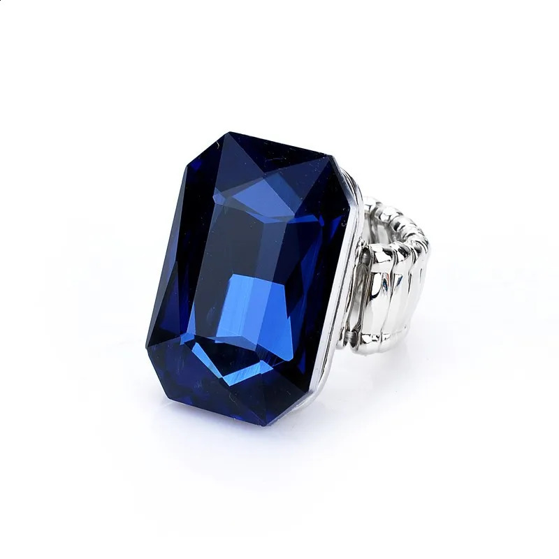 Personality Elegant 7 Colors Big Ring For Women Resin Stone Fashion Elastic Stretch Finger Rings Christmas Jewelry 241010