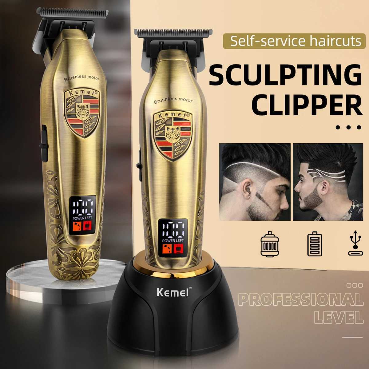 Kemei 7800 RPM Hair Clipper Professional Hair Trimmer Cordless Haircut Machine Electric Hair Cutting Machine Trimmer for MenXJ241015