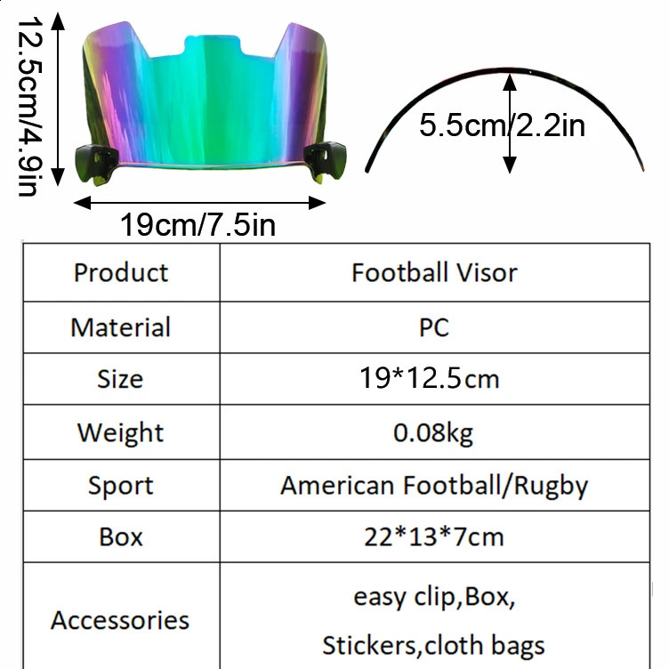 Factory Sales American Football Visors with Clip Clear Anti-Fog Football Helmet Rugby Eye Shield Visor for Adult Youth 241015
