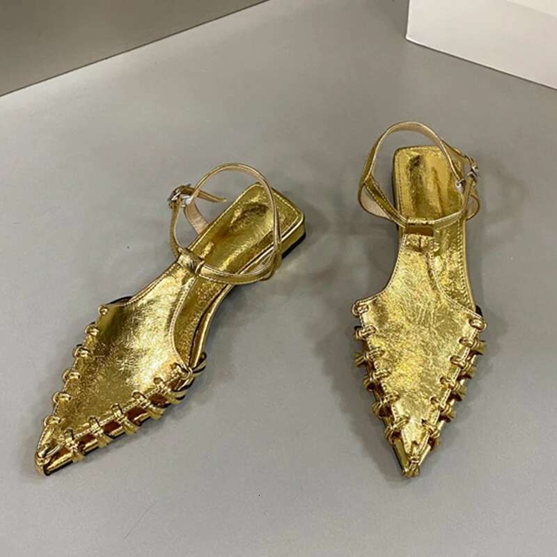 Flats Pointed Toe Sandals Women Summer Casual Shoes 2024 Fashion New Slippers Designer Beach Walking Cozy Trend Female Chaussure
