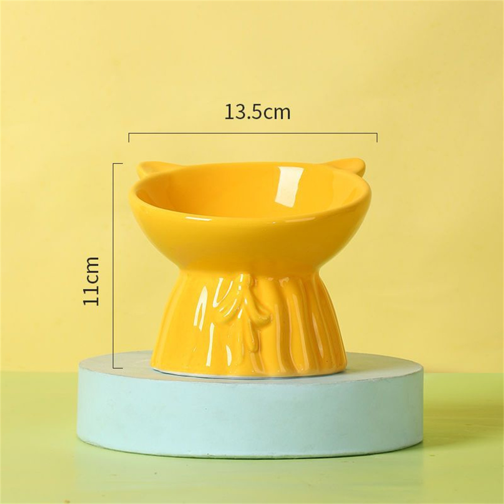 Cat Nordic Style Food Water Bowl Pet Animal Ceramic Eating Dishes High Foot Candy Color Puppy Kitten Matte Bowls Dog Accessories