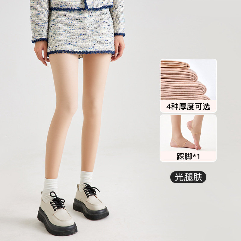 2025 new designer winter double layer bare leg artifact women s tight pants flesh color anti hook long tube fashion socks with thick velvet nude panty