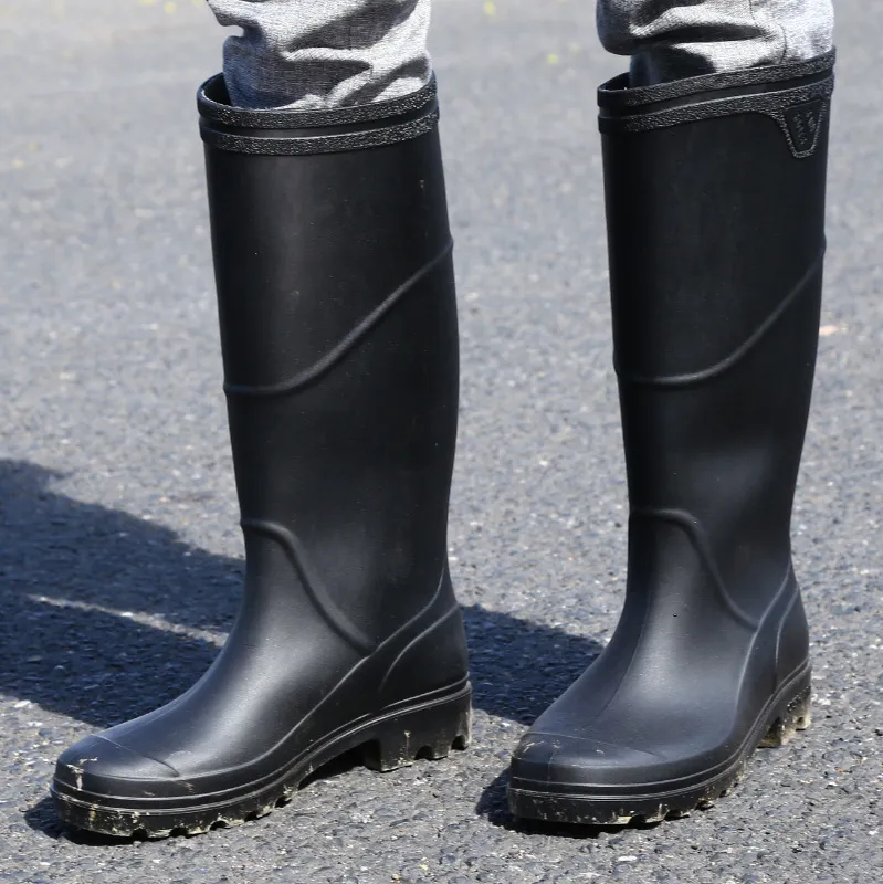 New Men's Long Tube Boots Non-Slip Mens Rubber Rainboots High Quality Waterproof Men Water Male Knee-High Rain Shoes