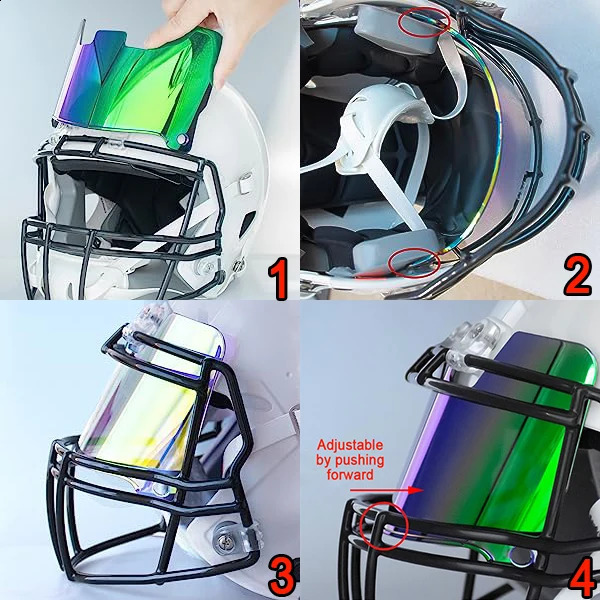 Factory Sales American Football Visors with Clip Clear Anti-Fog Football Helmet Rugby Eye Shield Visor for Adult Youth 241015