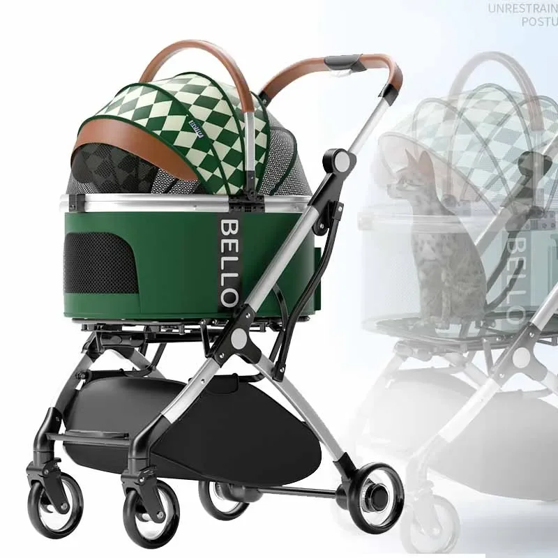 Pet Stroller Detachable Trolley 4-Wheel Foldable Dogs Stroller Aluminum 15kg Dog Travel Stroller Pushchair Jogger Pet Suplies
