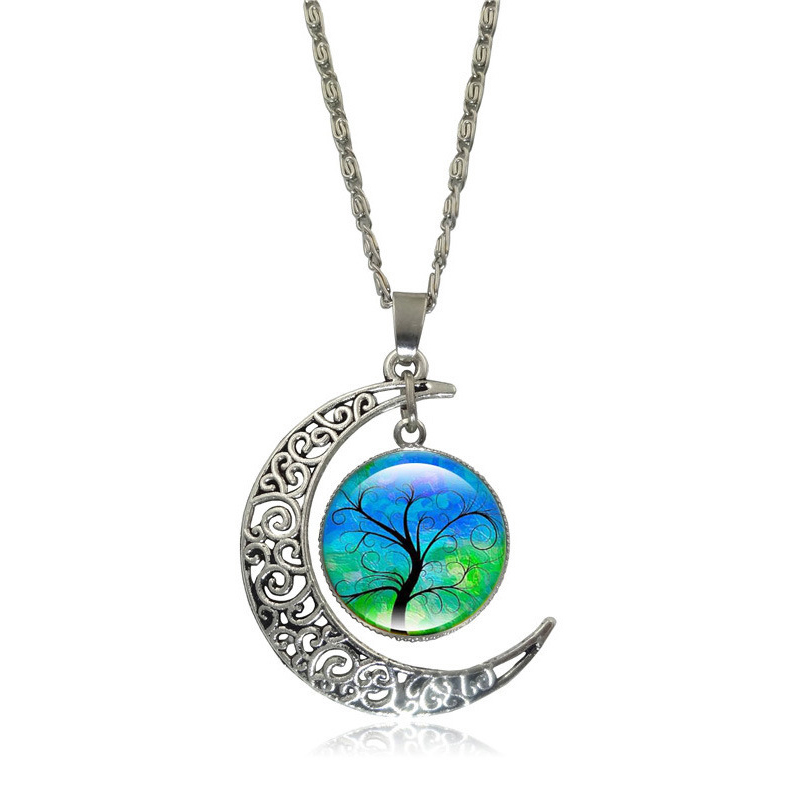Tree of Vintage Life Necklaces: Hollow Moon Pendant Jewelry (2024 Collection) 4