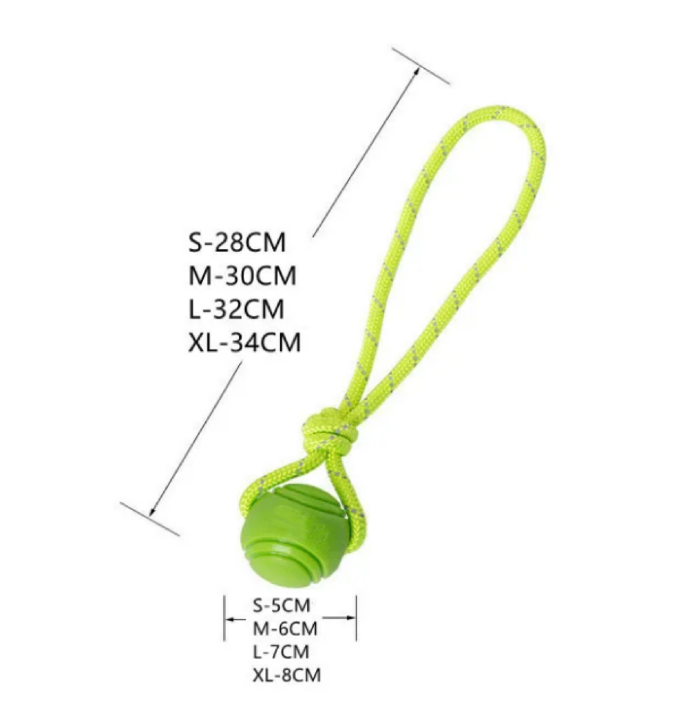 Durable Rubber Pet Rope Ball Toy for Teething - Long Lasting Chew Resistance
