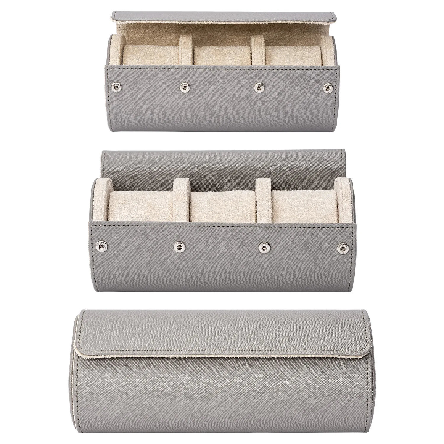 Used for storing organizers watch roll travel case scratch resistant 3-seater mens watch box and womens jewelry necklace bracelet display 241011