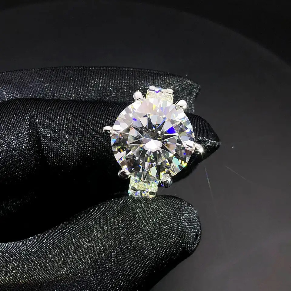 Hip Hop Cuban Rings Sterg Sier Fashion 2 rows VVS Dia Ring Custom Jewelry Moissanite