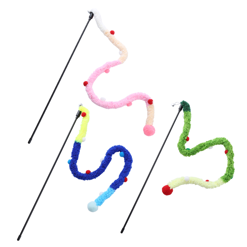 New plush strip cat-teasing stick Soft plush toy interactive self hi pet supplies