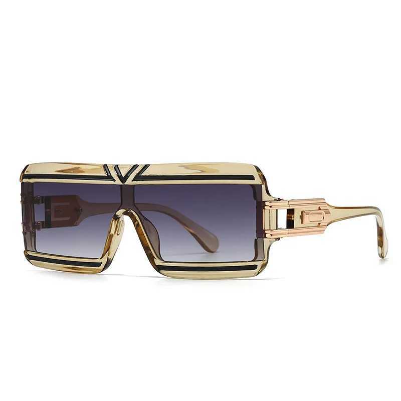 New modern retro flat top large frame mens sunglasses INS style street photography big brand ink women W241015