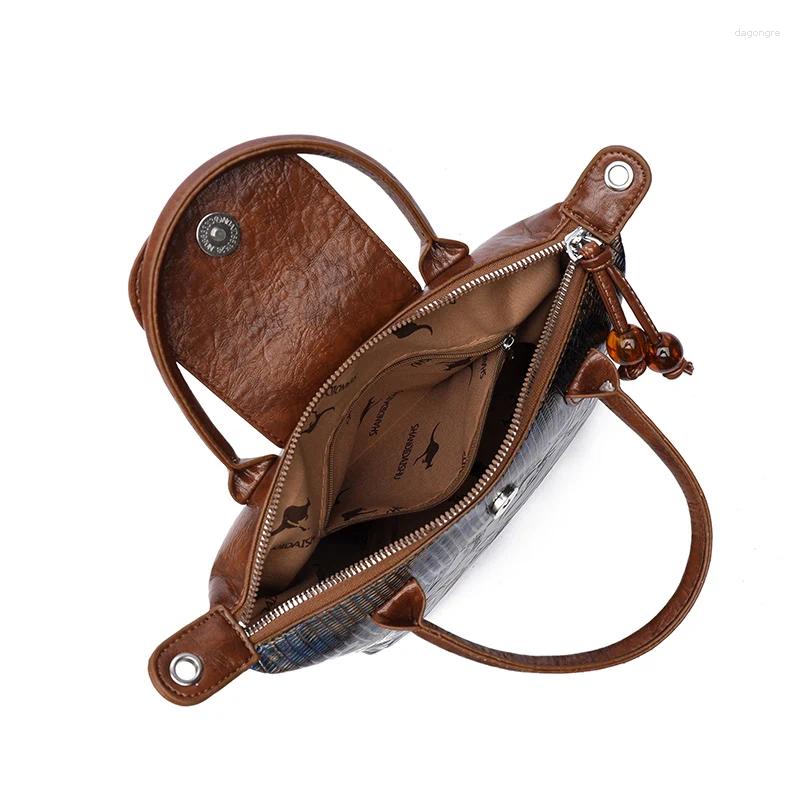 2025 NEW Drawstring Brand Oil Wax Leather Large Capacity Shoulder Crossbody Bags Handbag High Quality Women Sac A Main zhanyishengli