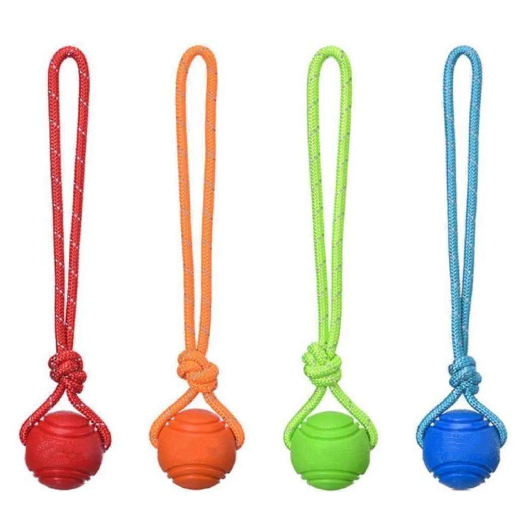 Durable Rubber Pet Rope Ball Toy for Teething - Long Lasting Chew Resistance