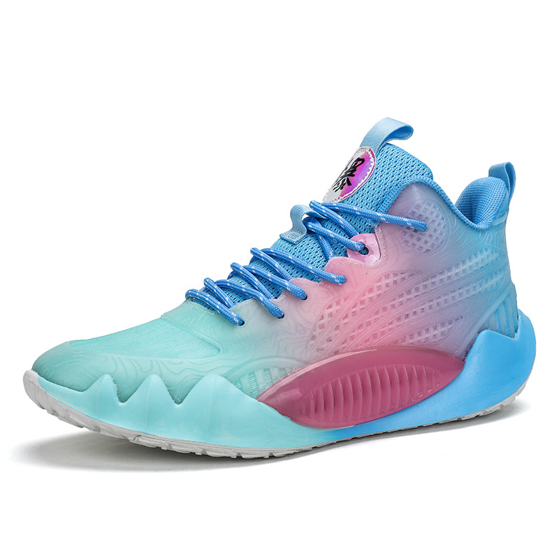 High quality cushioned rebound basketball shoes men friction sound breathable flexible wear-resistant soft luminous sports shoes