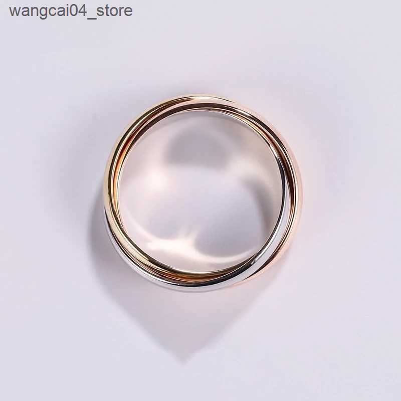 Couple Rings Sterling silver rose gold Internet tricolor ring L240910