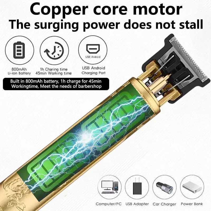 Professional Clipper Electric USB Hair Cordless Clipper Professional Beard Trimmer Haircut Grooming Kit Hair Cutting MachineXJ2410