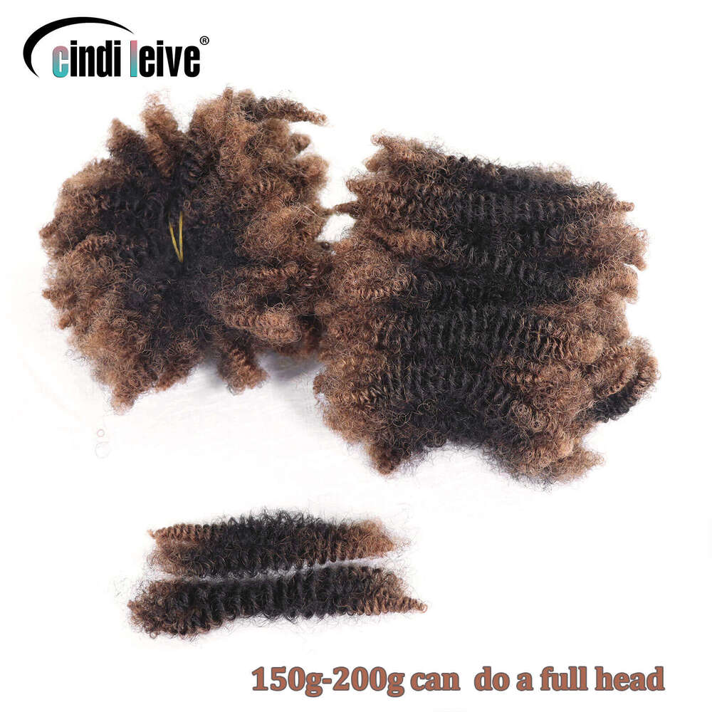 Ombre Brown Afro Kinky Curly Bulk Human #30-#1-#30 Crochet Braiding Hair Extensions Loc For Braids No Weft
