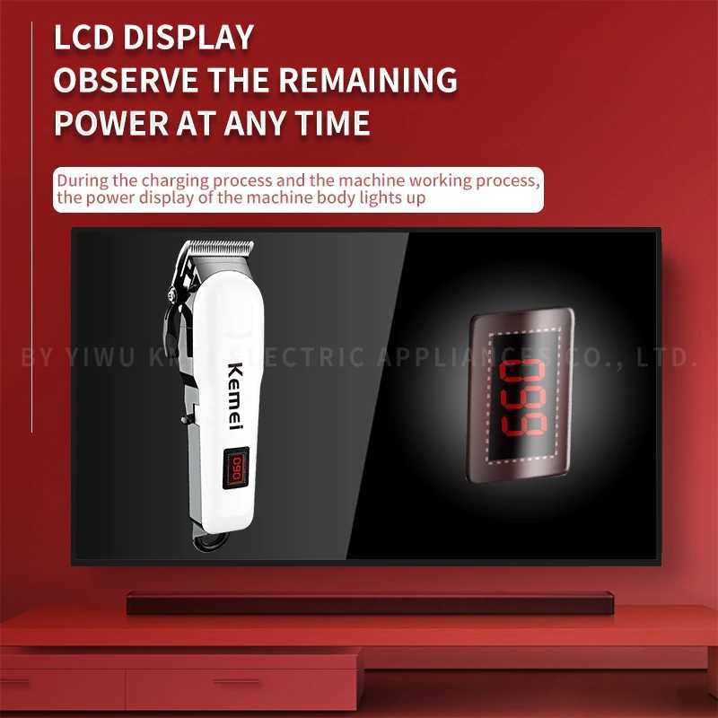 Kemei Professional Hair Clipper Adjustable Hair Trimmer for Men Electric Powerful Beard Rechargeable Hair Cutting Barber MachineXJ250624
