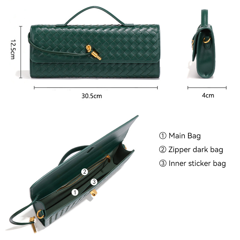 Designer Bags for Women 2025 Woven Bag Fashion Pu Leather Horizontal Crossbody Single-shoulder Handbag