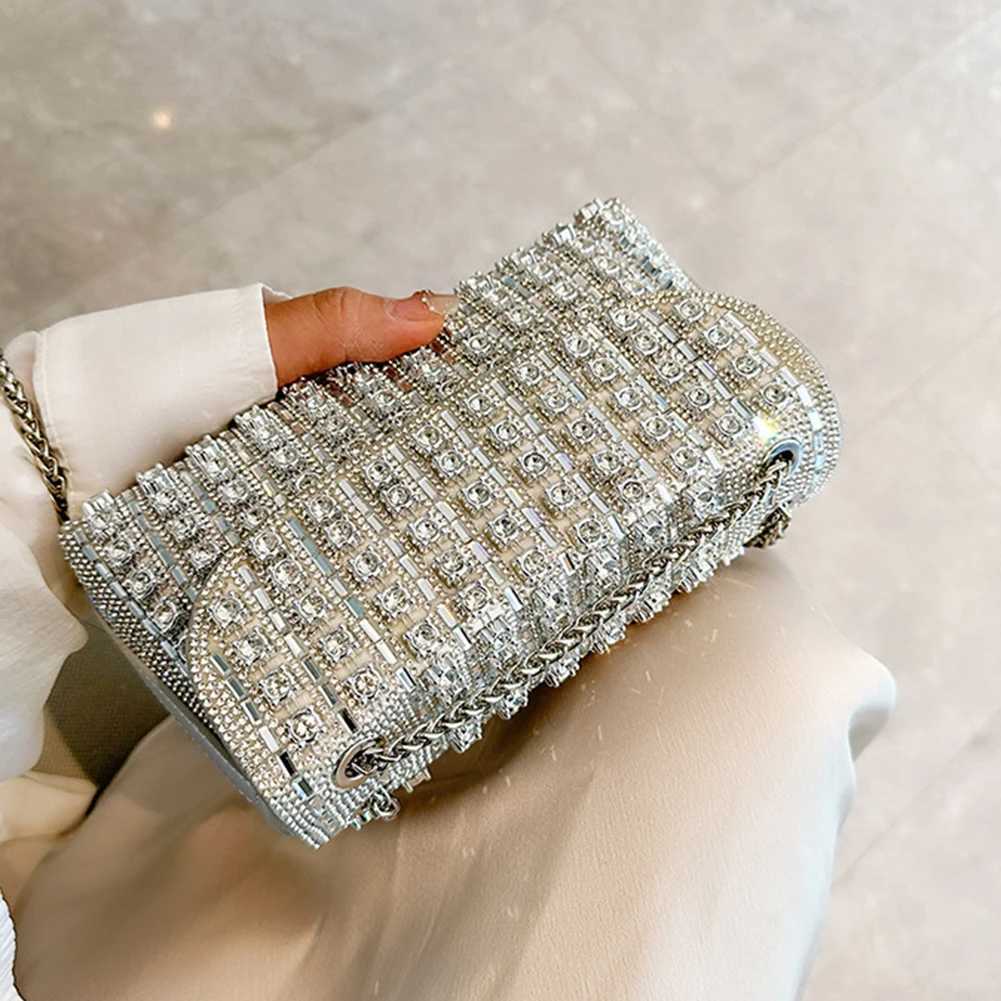 Shoulder Bag for Ladies with Chain Handbag Adjustable Strap Crossbody Sparkling Clutch Wedding Party Prom 241015