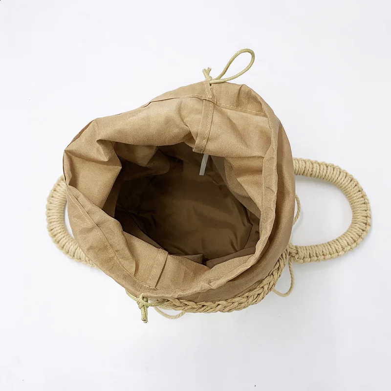 2 womens handbags grass rope mesh bag Bohemian summer beach handmade water bucket 241014