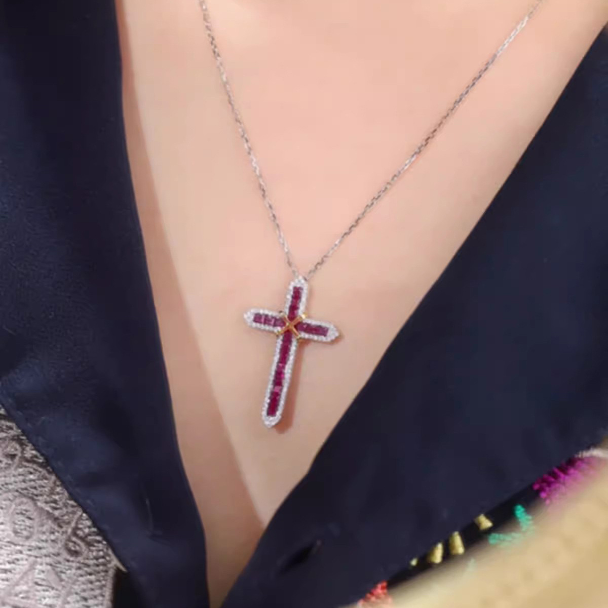 Sterg Sier Ruby Princess Cut Blue Crystal Pendant | Elegant Women's Clavicle Necklace dh910320090