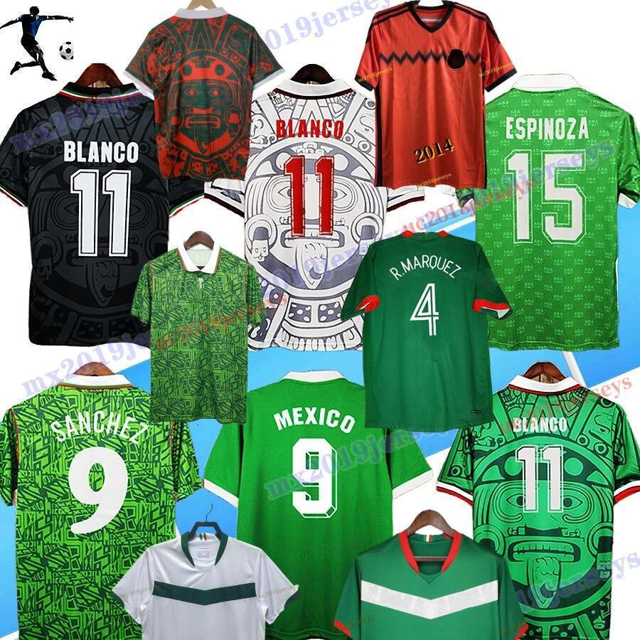Retro classic Mexico soccer jerseys 1970 1986 1994 1995 1996 1997 1998 1999 2006 2010 2014 BORGETTI HERNANDEZ CAMPOS BLANCO H.SANCHEZ R.Marquez football shirt