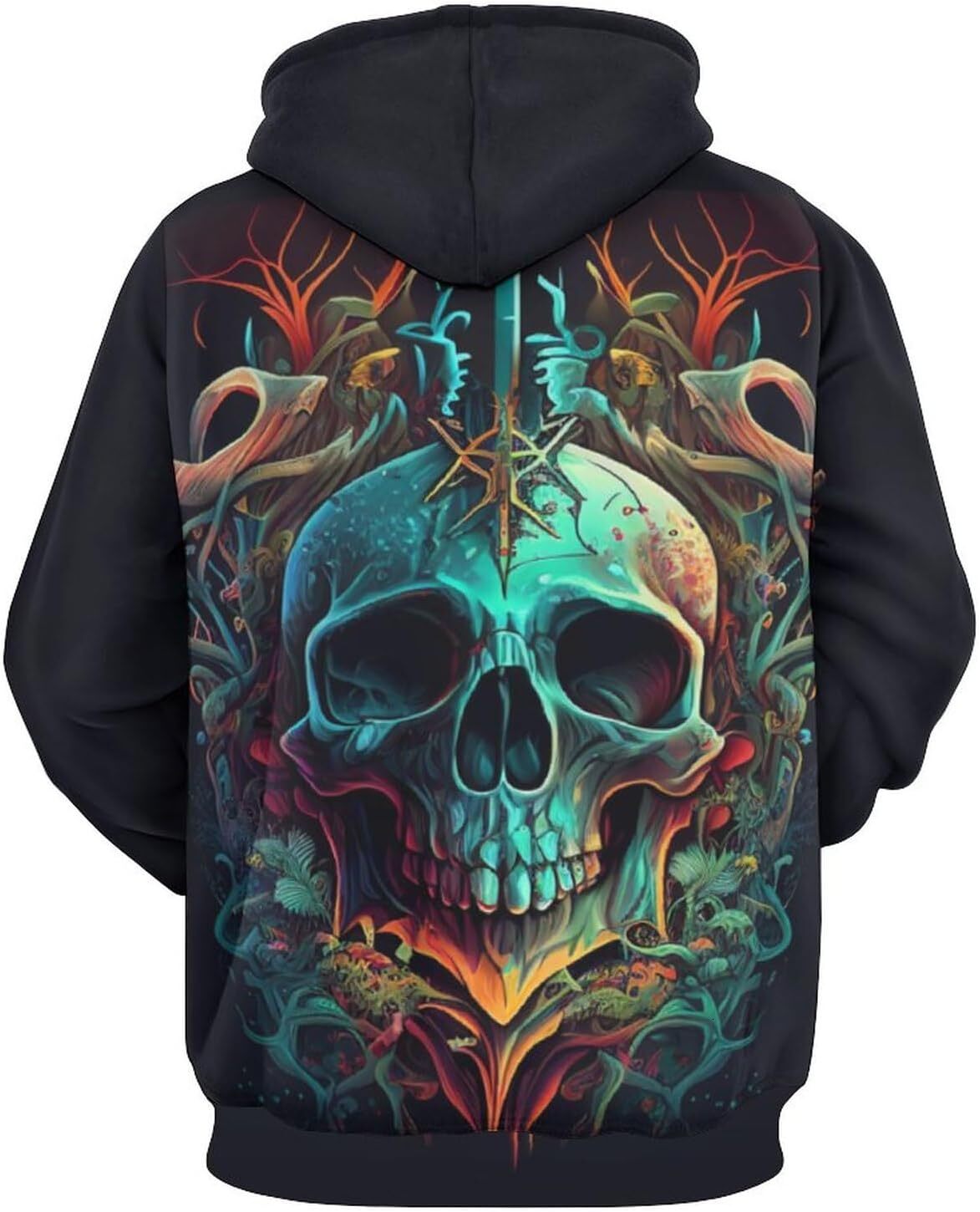 Hoodie for Mens Womens Mens Vintage Colorful Skull Hoodie 3D Novelty Print Skull King Pullover Hoodie Graphic cool