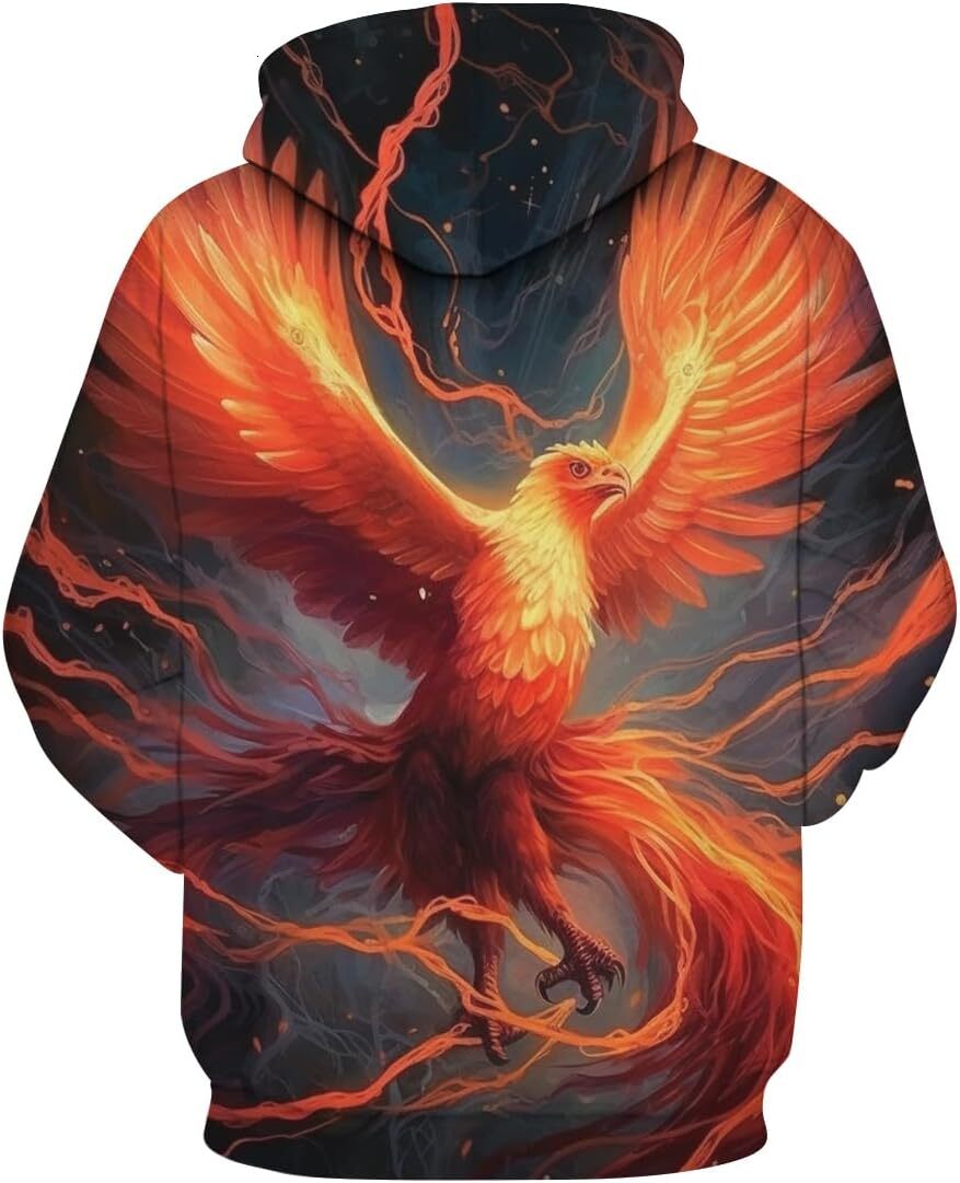 Hoodie for Mens Womens Unisex Flame Phoenix Hoodie Men Novelty Tie Dye Cool Pattern Long Sleeve Fashion Trends Sweatshirt Hoodies Graphic Hoodies swea