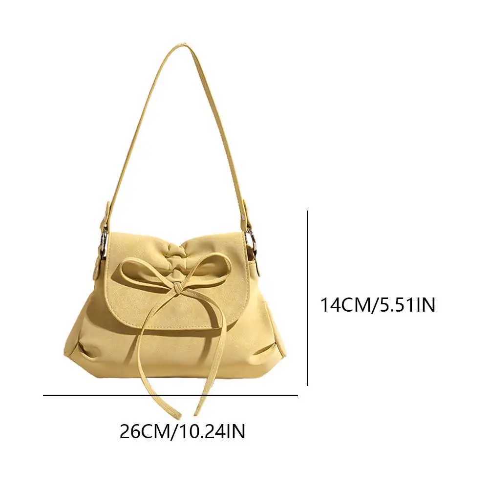 Ladies Casual Satchel Bag Large Capacity Pu Bow Underarm Trendy Clutch Handbag Adjustable Strap Outdoor Travel 241016