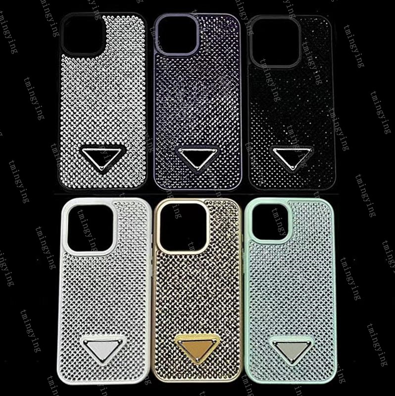 Designer Glitter Diamond Phone Cases For iPhone 16 Pro Max 15 Plus 14 13 12 Luxury Sparkling Rhinestone Cover iPhone16 Fashion Bling 3D Crystal Triangle Jewelled Case