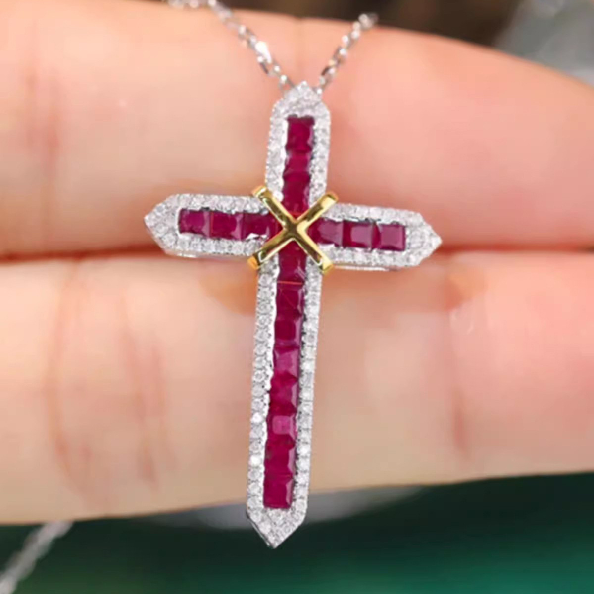 Sterg Sier Ruby Princess Cut Blue Crystal Pendant | Elegant Women's Clavicle Necklace dh910320090