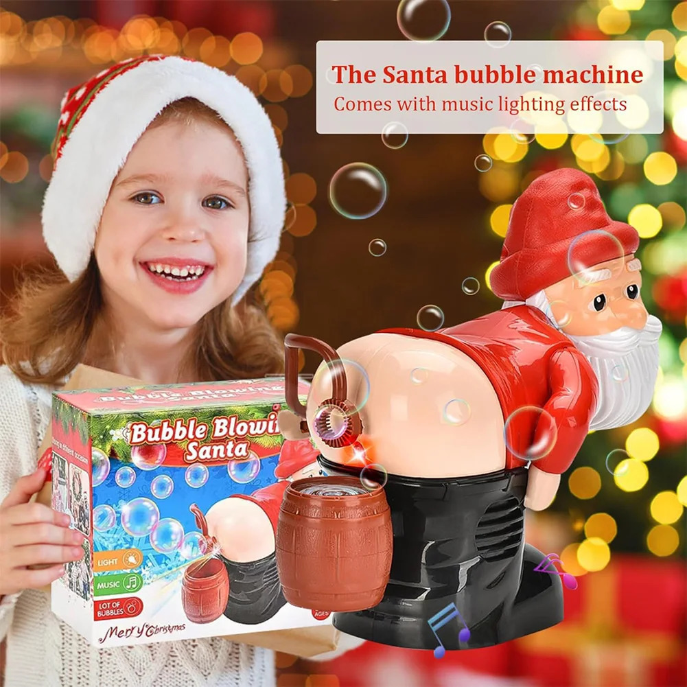 Santa Claus Bubble Machine Automatic Fart Bubble Blower Toy with Music and Light Bubble Manufacturer Toy Battery Powered Party Discounts 241016 - view 6