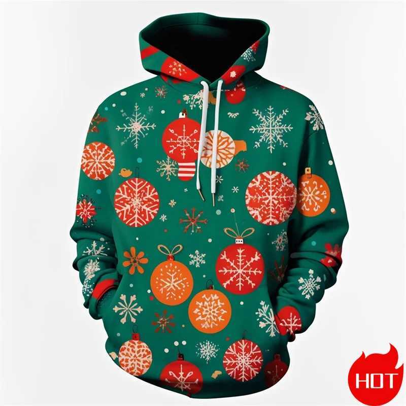 Winter fashion 3D Christmas decoration mens printed hoodie Santa Claus graphic hoodie retro sportswear mens clothing Y241016