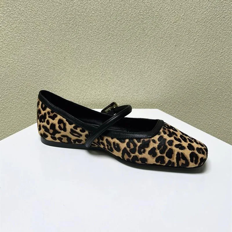 Fashion Womens Flat Round Toe Leopard Print Casual Woman Breathable Slip-on Outdoor Soft New Mary Jane Shoes 2024 241016