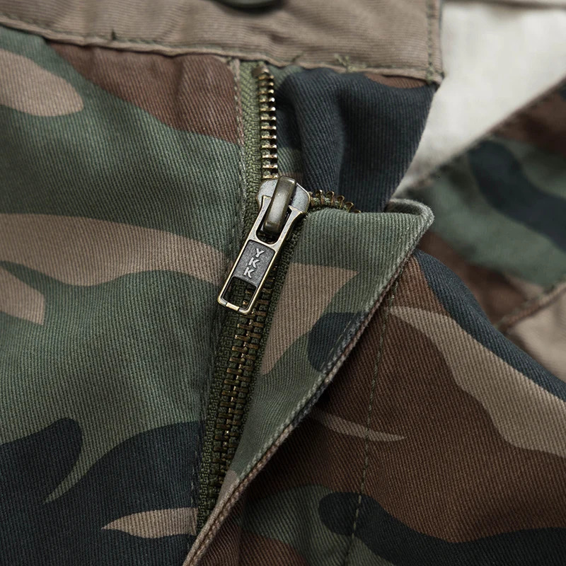 130kg wear Camouflage workwear shorts summer mens heavyweight washed cotton capris retro khaki style tough casual half pants 241015