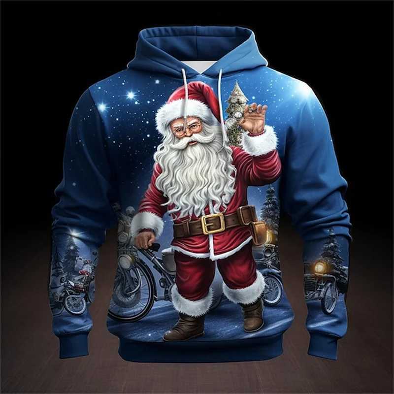 Interesting 3D Santa Claus printed mens hoodie for autumn and winter casual sportswear fashionable unisex Xmas clothing oversized zipper Y241016