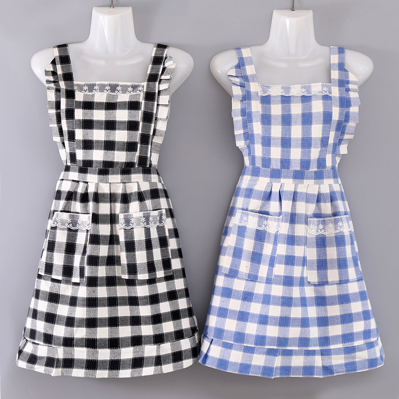 Pure Cotton Female Work Fashionable Cute Kitchen Household foug and Anti Dirty Net Red Thin Cooking Apron Male